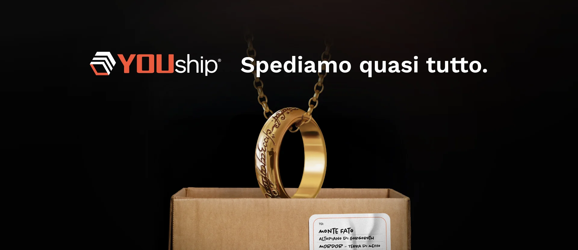 Banner campagna YOUship "Spediamo quasi tutto" — anello